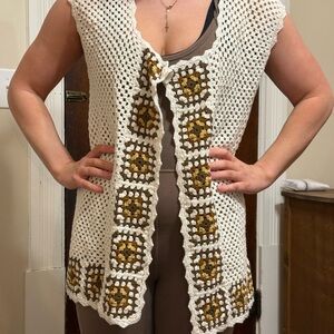 Handmade Crochet Vest with Floral Pattern